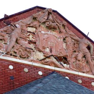 Turnverein relief sculpture in poor condition